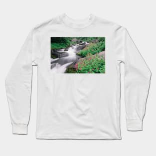 Paradise River Surrounded By Spring Flowers Mt Rainier National Park Long Sleeve T-Shirt